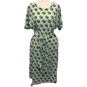 NWT LuLaRoe Marly Light Green Polka Dot SS Dress With Poclets Size XL (W 18-20)